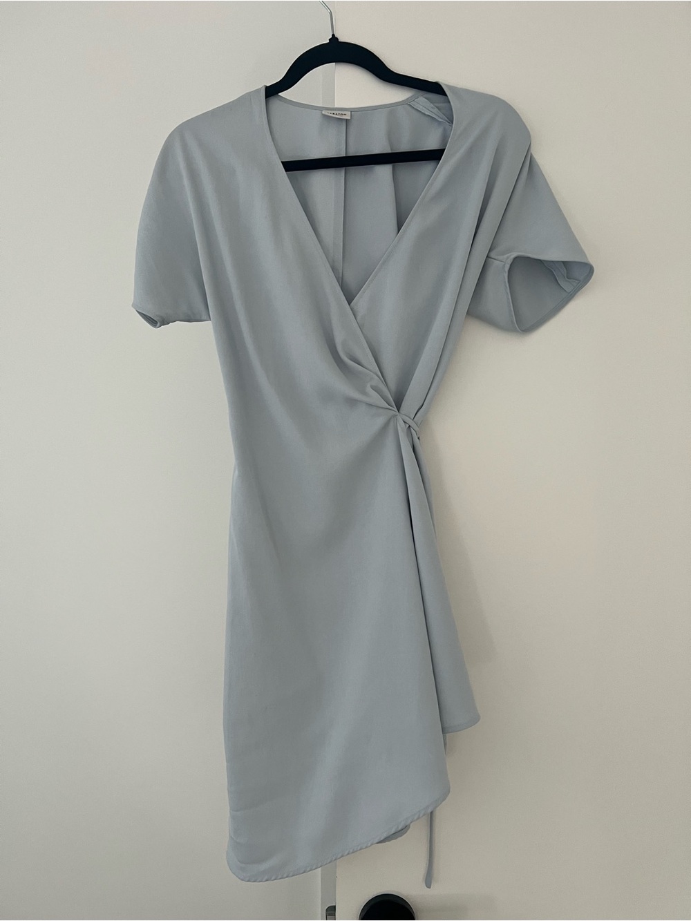 Babaton Pale Blue Wrap Mini Dress